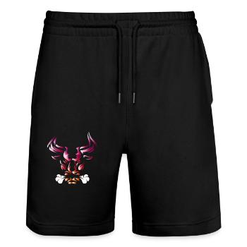 Stier Stierkopf Kopf Logo Steak Beast Gym Horn - Stanley/Stella Unisex Bio Joggingshorts Trainer  - Schwarz - Vorne - Nik (191cm) & Marisol (170cm)