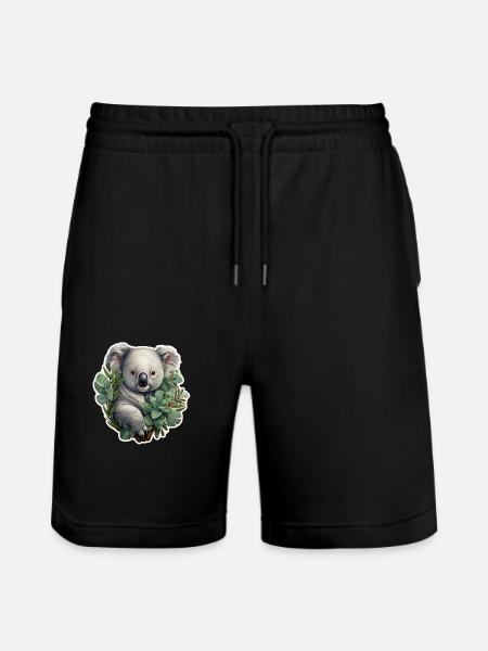 Koala with eucalyptus - Stanley/Stella Trainer Unisex Organic Jogging Shorts - black