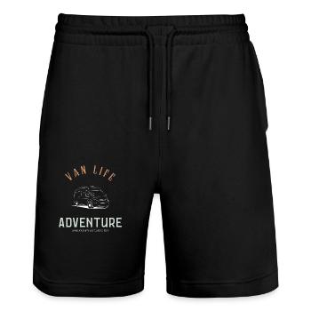 Van Life and Adventure - Stanley/Stella Trainer Unisex Organic Jogging Shorts - black - Front - Nik (191cm) & Marisol (170cm)