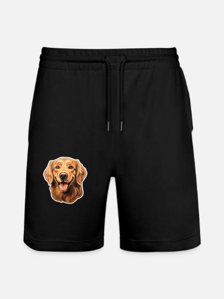 Golden Retriever Head - Stanley/Stella Trainer Unisex Organic Jogging Shorts - black