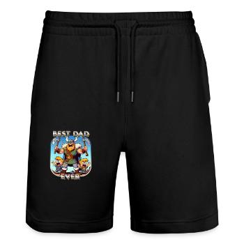 Best Dad Ever - Stanley/Stella Trainer Unisex Organic Jogging Shorts - black - Front - Nik (191cm) & Marisol (170cm)