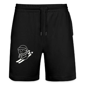 ski fahrer schneemann 01 - Stanley/Stella Unisex Bio Joggingshorts Trainer  - Schwarz - Vorne - Nik (191cm) & Marisol (170cm)