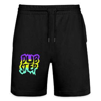 Dub Step Techno Music Party Club Text Lettering - Stanley/Stella Trainer Unisex Organic Jogging Shorts - black - Front - Nik (191cm) & Marisol (170cm)