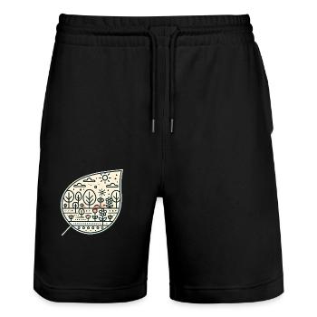 Blatt schräg - Stanley/Stella Unisex Bio Joggingshorts Trainer  - Schwarz - Vorne - Nik (191cm) & Marisol (170cm)