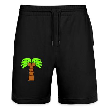 Palm Tree Island Tree Beach Holiday Coconut Sea Cool - Stanley/Stella Trainer Unisex Organic Jogging Shorts - black - Front - Nik (191cm) & Marisol (170cm)