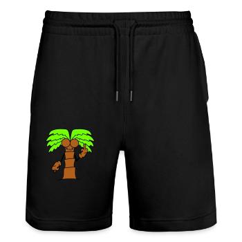 Lustige Böse Palme Zeigt Wütend Mittelfinger Comic - Stanley/Stella Unisex Bio Joggingshorts Trainer  - Schwarz - Vorne - Nik (191cm) & Marisol (170cm)