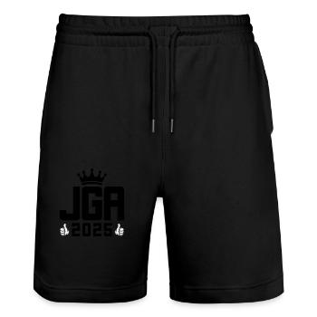 JGA 2025 Cool - Stanley/Stella Unisex Bio Joggingshorts Trainer  - Schwarz - Vorne - Nik (191cm) & Marisol (170cm)