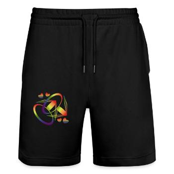 Tenue de fierté LGBTQ stylisée Gay Rainbow - Short de jogging bio TRAINER Stanley/Stella unisexe - noir - Devant - Nik (191cm) & Marisol (170cm)