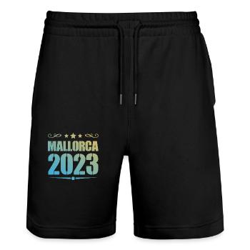 Majorque 2023 - Short de jogging bio TRAINER Stanley/Stella unisexe - noir - Devant - Nik (191cm) & Marisol (170cm)