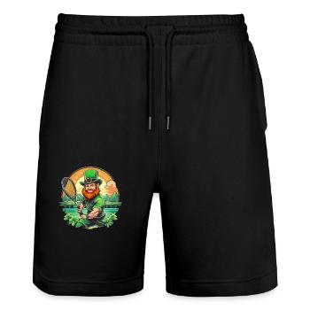 Saint-Patrick Shamrock Tennis - Short de jogging bio TRAINER Stanley/Stella unisexe - noir - Devant - Nik (191cm) & Marisol (170cm)