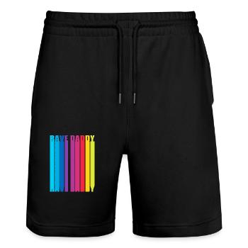 Rave Raver Techno music Techno bass Mischpult - Stanley/Stella Unisex Bio Joggingshorts Trainer  - Schwarz - Vorne - Nik (191cm) & Marisol (170cm)