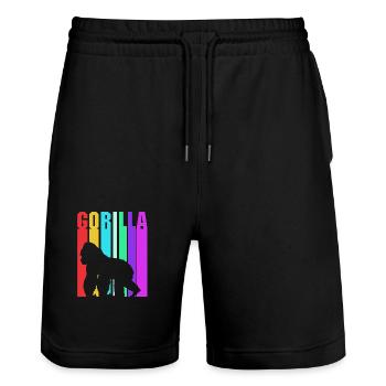 Gorilla - Stanley/Stella Trainer Unisex Organic Jogging Shorts - black - Front - Nik (191cm) & Marisol (170cm)