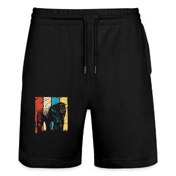 Gorilla - Stanley/Stella Trainer Unisex Organic Jogging Shorts - black - Front - Nik (191cm) & Marisol (170cm)