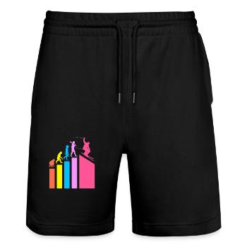 Ski Ski Holiday - Stanley/Stella Trainer Unisex Organic Jogging Shorts - black - Front - Nik (191cm) & Marisol (170cm)
