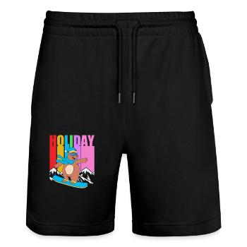 Snowboard Snowboard Vacances snowboard Snowboarders - Short de jogging bio TRAINER Stanley/Stella unisexe - noir - Devant - Nik (191cm) & Marisol (170cm)