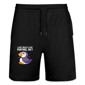 Papageientaucher Puffin - Stanley/Stella Unisex Bio Joggingshorts Trainer  - Schwarz - Vorne - Nik (191cm) & Marisol (170cm)
