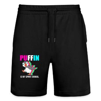 Papageientaucher Puffin - Stanley/Stella Unisex Bio Joggingshorts Trainer  - Schwarz - Vorne - Nik (191cm) & Marisol (170cm)