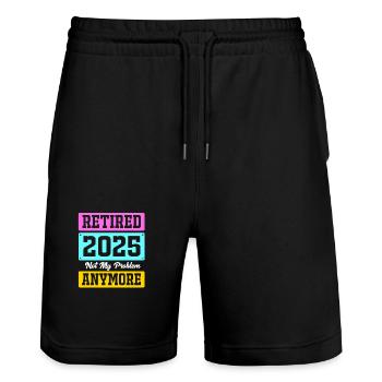 Pension 2025 Retirement 2025 Pensioner Pensioner Pensioner - Stanley/Stella Trainer Unisex Organic Jogging Shorts - black - Front - Nik (191cm) & Marisol (170cm)