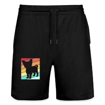 Yorkshire Terrier - Stanley/Stella Unisex Bio Joggingshorts Trainer  - Schwarz - Vorne - Nik (191cm) & Marisol (170cm)