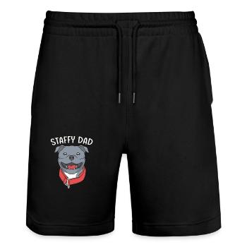 Staffordshire Bull Terrier - Stanley/Stella Trainer Unisex Organic Jogging Shorts - black - Front - Nik (191cm) & Marisol (170cm)