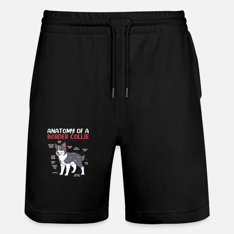 Border Collie - Stanley/Stella Unisex Bio Joggingshorts Trainer - Schwarz