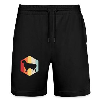 Golden Retriever Goldie Dog Dog Gift - Stanley/Stella Trainer Unisex Organic Jogging Shorts - black - Front - Nik (191cm) & Marisol (170cm)