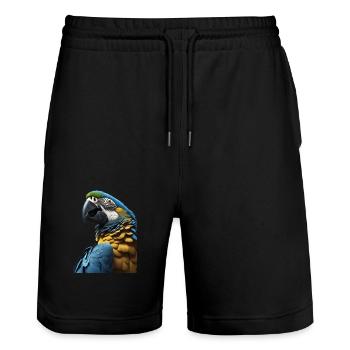 Blaue Aras bunt gefärbte tropische Vögel - Stanley/Stella Unisex Bio Joggingshorts Trainer  - Schwarz - Vorne - Nik (191cm) & Marisol (170cm)