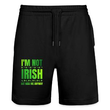 Je ne suis pas irlandais mais embrasse-moi quand même le jour de la Saint-Patrick - Short de jogging bio TRAINER Stanley/Stella unisexe - noir - Devant - Nik (191cm) & Marisol (170cm)