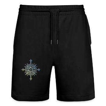 Compass icon - Stanley/Stella Trainer Unisex Organic Jogging Shorts - black - Front - Nik (191cm) & Marisol (170cm)