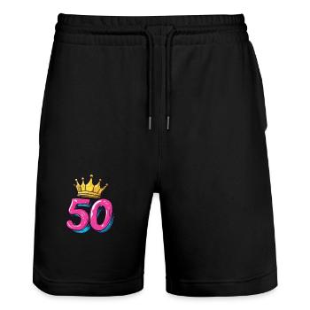 50 Number Leotard Crown - Stanley/Stella Trainer Unisex Organic Jogging Shorts - black - Front - Nik (191cm) & Marisol (170cm)