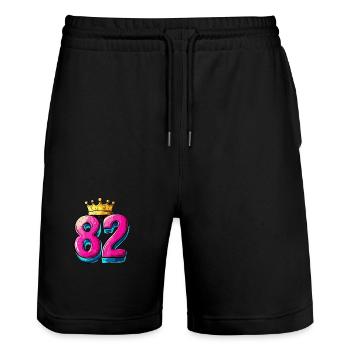 82 Numéro Jersey Couronne - Short de jogging bio TRAINER Stanley/Stella unisexe - noir - Devant - Nik (191cm) & Marisol (170cm)