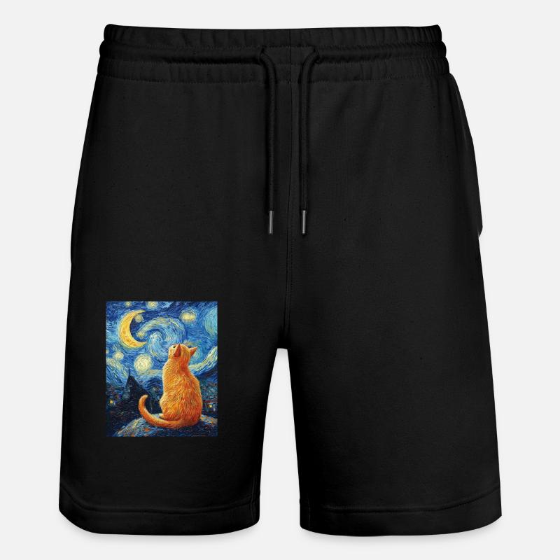 Chat à la Van Gogh - Short de jogging bio TRAINER Stanley/Stella unisexe - noir