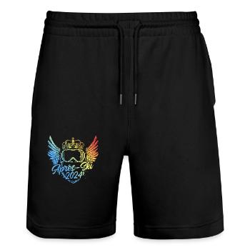 Après-ski 2024 Coloré - Short de jogging bio TRAINER Stanley/Stella unisexe - noir - Devant - Nik (191cm) & Marisol (170cm)