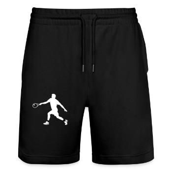 Tennis Spieler Silhouette - Stanley/Stella Unisex Bio Joggingshorts Trainer  - Schwarz - Vorne - Nik (191cm) & Marisol (170cm)