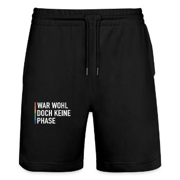 LGBTQ Schwul Lesbisch Bi Queer Trans CSD - Stanley/Stella Unisex Bio Joggingshorts Trainer  - Schwarz - Vorne - Nik (191cm) & Marisol (170cm)