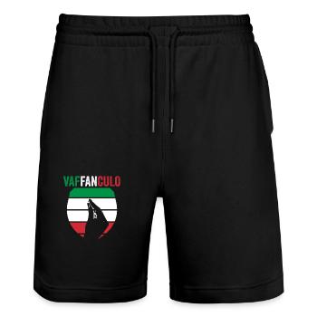 Italy Italian Vaffanculo - Stanley/Stella Trainer Unisex Organic Jogging Shorts - black - Front - Nik (191cm) & Marisol (170cm)