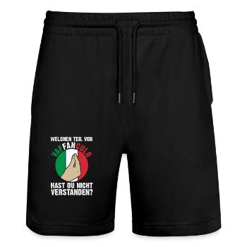 Italien Italiener Vaffanculo - Stanley/Stella Unisex Bio Joggingshorts Trainer  - Schwarz - Vorne - Nik (191cm) & Marisol (170cm)