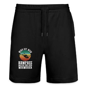 Pilot Fliegen Flieger Helikopter Hubschrauber - Stanley/Stella Unisex Bio Joggingshorts Trainer  - Schwarz - Vorne - Nik (191cm) & Marisol (170cm)