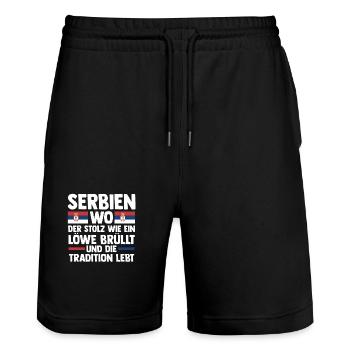 Serbe Serbe Serbie - Short de jogging bio TRAINER Stanley/Stella unisexe - noir - Devant - Nik (191cm) & Marisol (170cm)