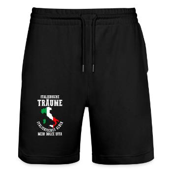 Italians Italy - Stanley/Stella Trainer Unisex Organic Jogging Shorts - black - Front - Nik (191cm) & Marisol (170cm)