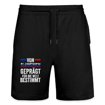 Slowenen Slowenien - Stanley/Stella Unisex Bio Joggingshorts Trainer  - Schwarz - Vorne - Nik (191cm) & Marisol (170cm)