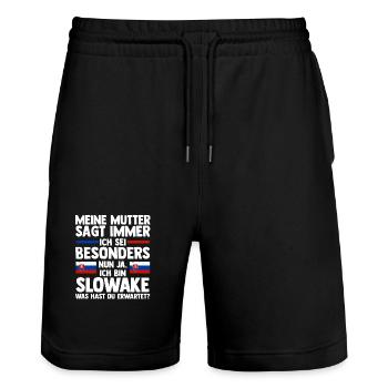 Slovaquie Slovaquie - Short de jogging bio TRAINER Stanley/Stella unisexe - noir - Devant - Nik (191cm) & Marisol (170cm)
