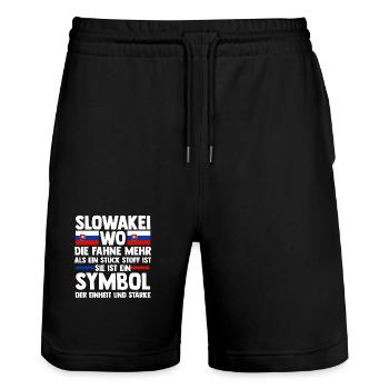 Slowaken Slowakei - Stanley/Stella Unisex Bio Joggingshorts Trainer  - Schwarz - Vorne - Nik (191cm) & Marisol (170cm)