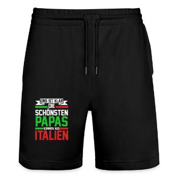 Italia Italian Dad Father Italian Italy - Stanley/Stella Trainer Unisex Organic Jogging Shorts - black - Front - Nik (191cm) & Marisol (170cm)