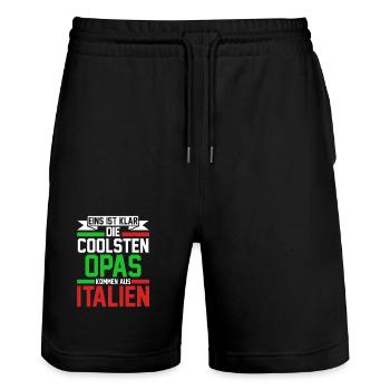 Italie Italien Grand-père Nonno Italien Italie - Short de jogging bio TRAINER Stanley/Stella unisexe - noir - Devant - Nik (191cm) & Marisol (170cm)