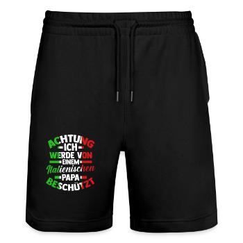 Italia Italian Dad Father Italian Italy - Stanley/Stella Trainer Unisex Organic Jogging Shorts - black - Front - Nik (191cm) & Marisol (170cm)