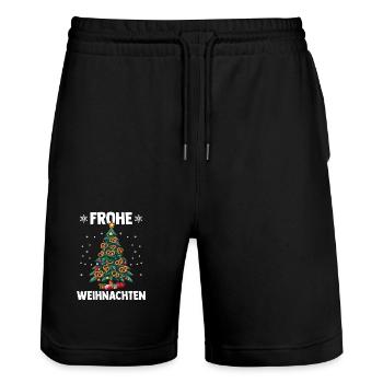 Merry Christmas Pretzels Christmas Tree - Stanley/Stella Trainer Unisex Organic Jogging Shorts - black - Front - Nik (191cm) & Marisol (170cm)