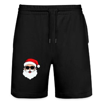 Weihnachtsmann Gesicht Mit Brille - Stanley/Stella Unisex Bio Joggingshorts Trainer  - Schwarz - Vorne - Nik (191cm) & Marisol (170cm)