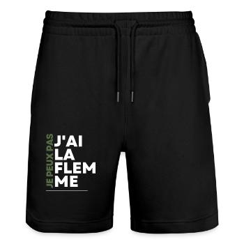 Je Peux Pas J'ai La Flemme - Short de jogging bio TRAINER Stanley/Stella unisexe - noir - Devant - Nik (191cm) & Marisol (170cm)