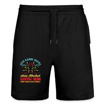 Carnival Costume Beer Carnival Carnival - Stanley/Stella Trainer Unisex Organic Jogging Shorts - black - Front - Nik (191cm) & Marisol (170cm)